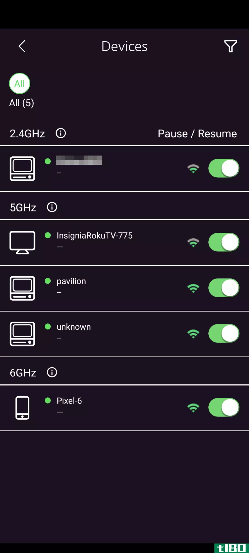 Connected devices listed in the Nighthawk mobile app.