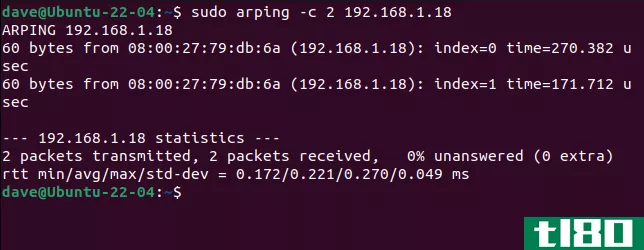 如何在linux上使用arping命令
