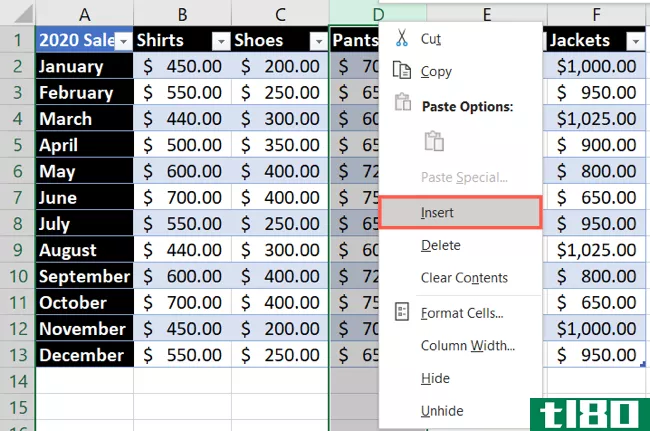 如何在microsoftexcel中添加或删除表中的列和行