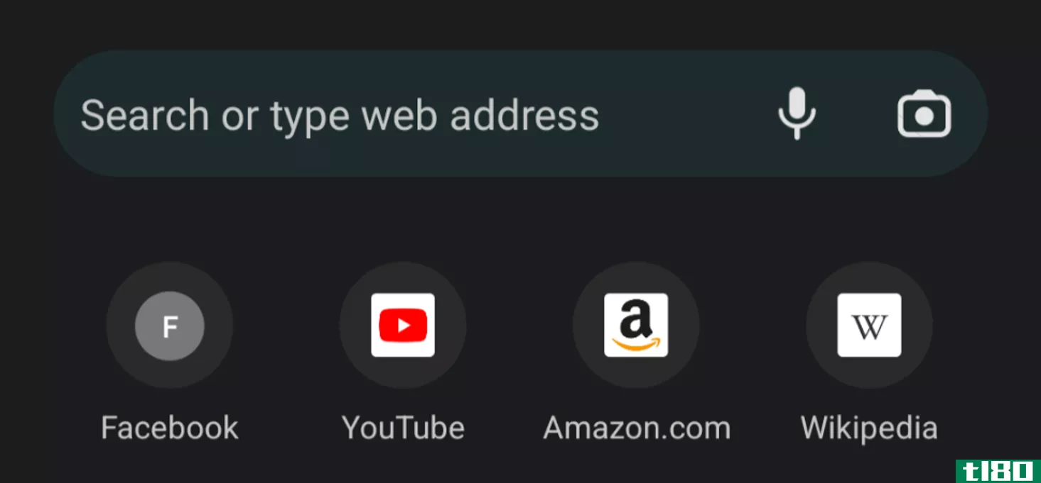 Chrome Canary search with a blue wallpaper, dark mode. 