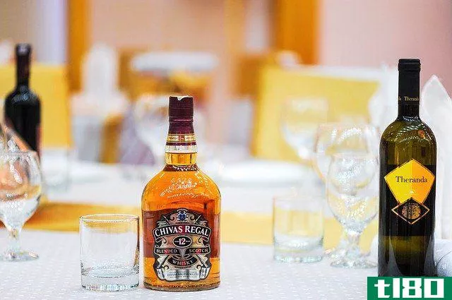 brandy bottles on a table