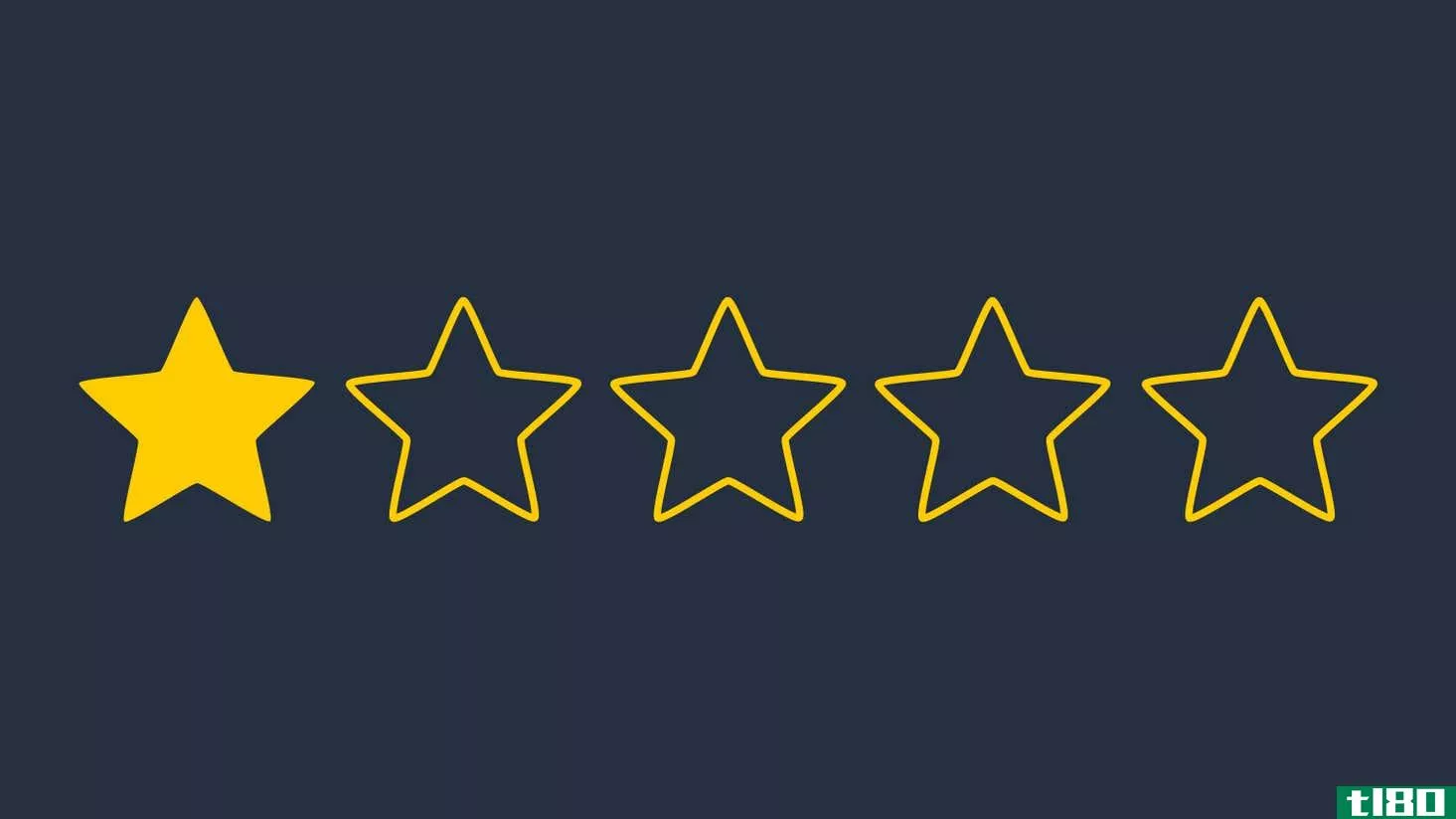 An illustration of five stars in a row against a blue background with one filled in gold and the rest not filled in