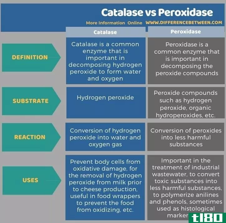 过氧化氢酶(catalase)和过氧化物酶(peroxidase)的区别