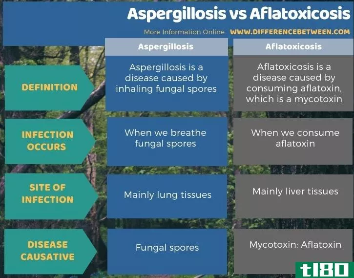 曲菌病(aspergillosis)和黄曲霉中毒(aflatoxicosis)的区别