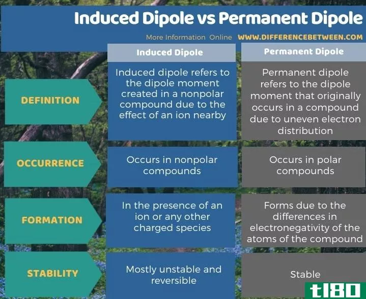 感应偶极子(induced dipole)和永久偶极子(permanent dipole)的区别