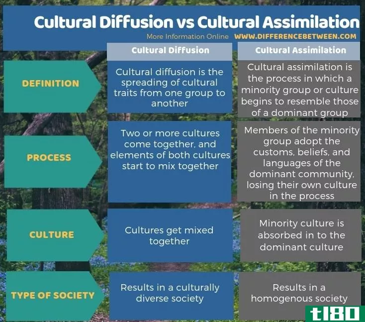 文化传播(cultural diffusion)和文化同化(cultural assimilation)的区别