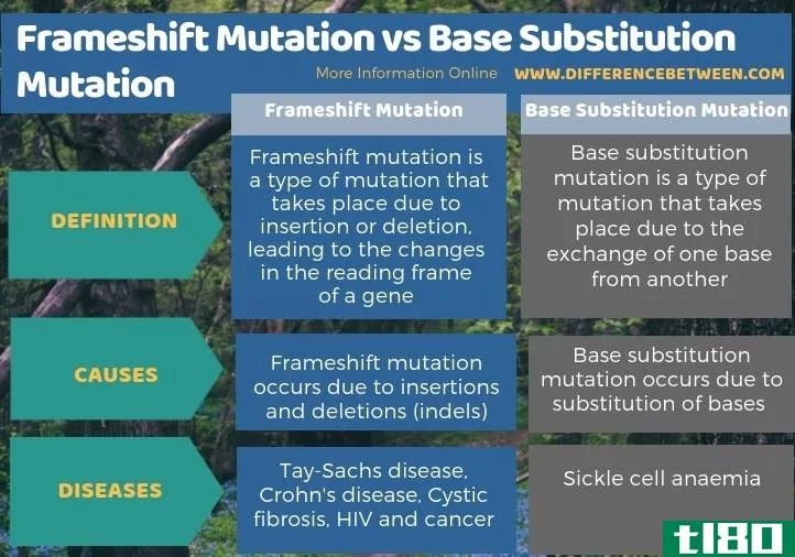 移码突变(frameshift mutation)和碱基置换突变(base substitution mutation)的区别