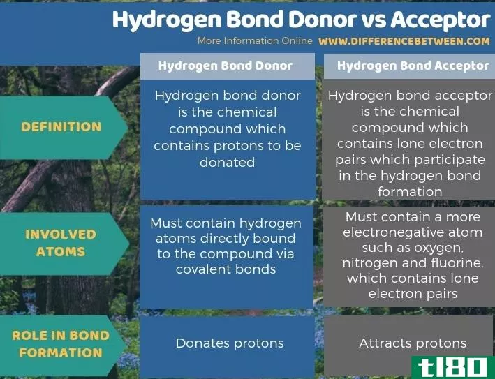 氢键给体(hydrogen bond donor)和接受者(acceptor)的区别
