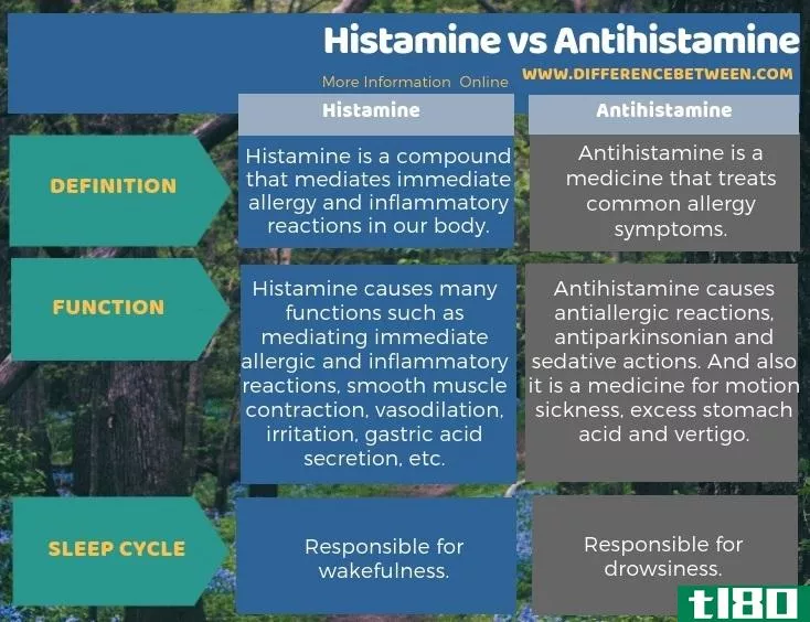 组胺(histamine)和抗组胺药(antihistamine)的区别