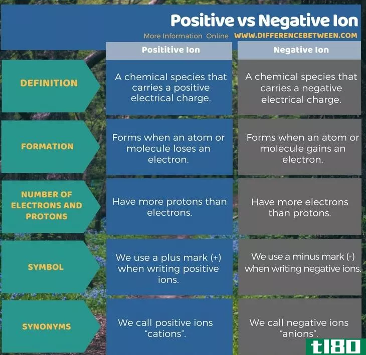 积极的(positive)和负离子(negative ion)的区别