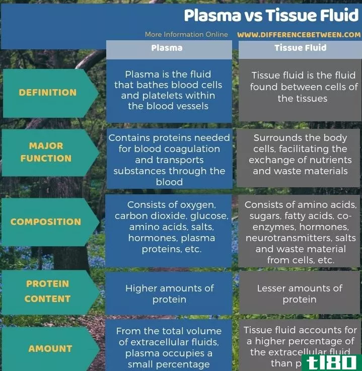 等离子体(pla**a)和组织液(tissue fluid)的区别