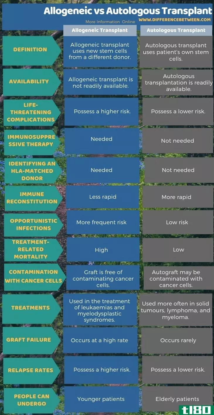 异基因(allogeneic)和自体移植(autologous transplant)的区别