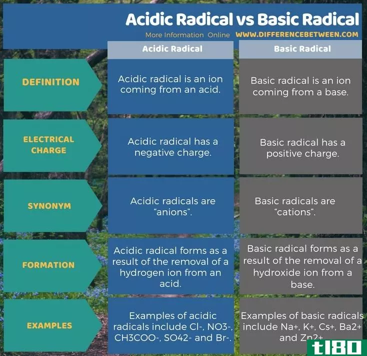 酸性自由基(acidic radical)和碱基(basic radical)的区别