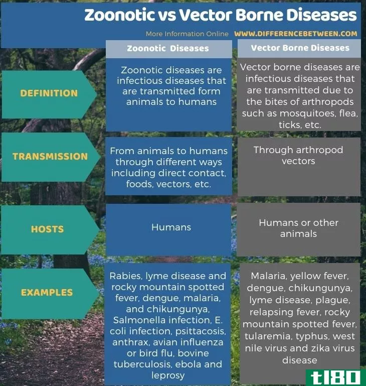 **共患病(zoonotic)和媒介传播疾病(vector borne diseases)的区别