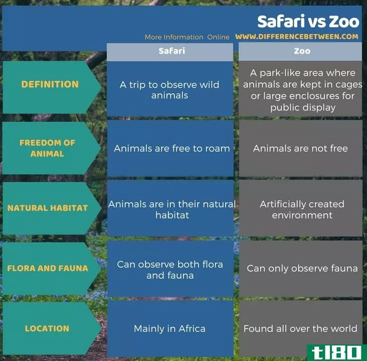游猎(safari)和动物园(zoo)的区别