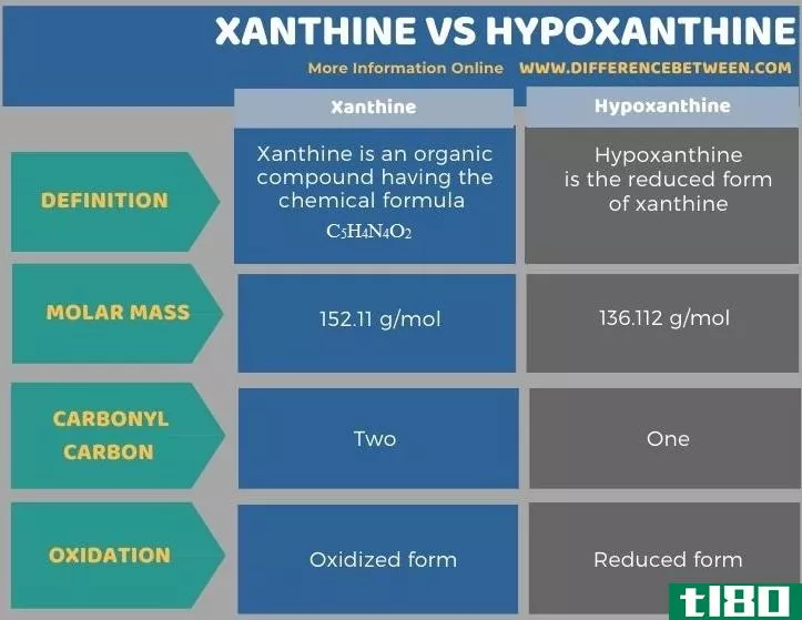 黄嘌呤(xanthine)和次黄嘌呤(hypoxanthine)的区别