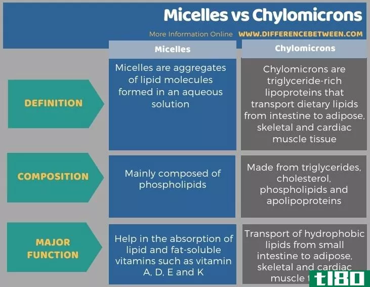 微胶粒(micelles)和乳糜微粒(chylomicr***)的区别