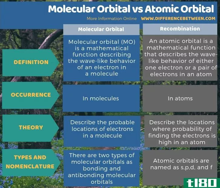 分子轨道(molecular orbital)和原子轨道(atomic orbital)的区别