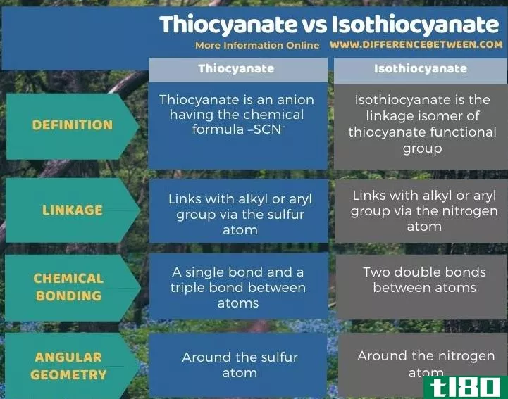 硫氰酸盐(thiocyanate)和异硫氰酸酯(isothiocyanate)的区别