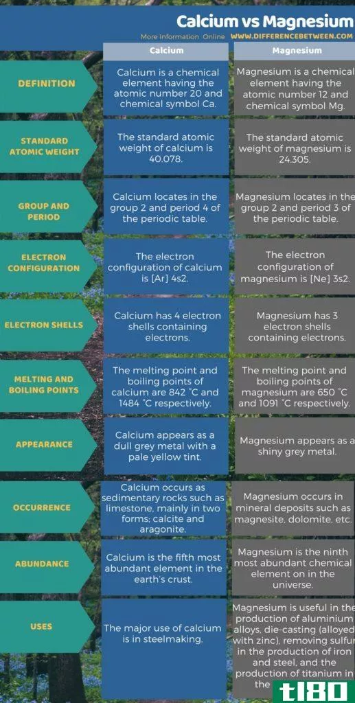钙(calcium)和镁(magnesium)的区别