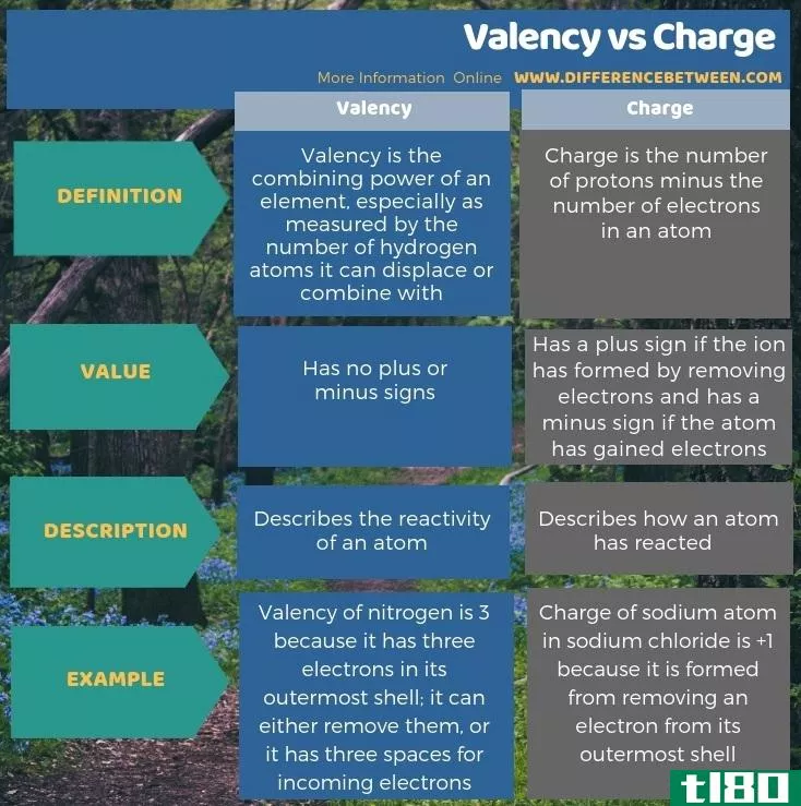 价(valency)和指控(charge)的区别