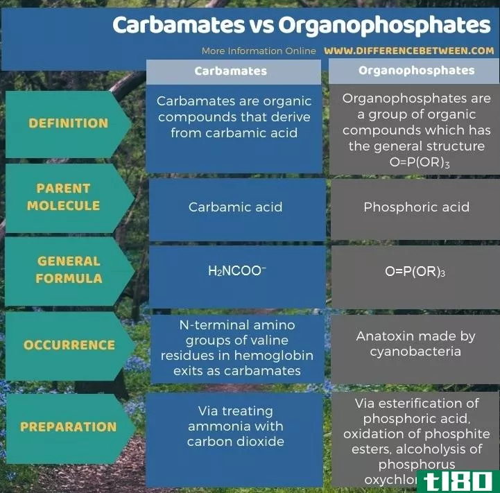氨基甲酸酯(carbamates)和有机磷酸盐(organophosphates)的区别