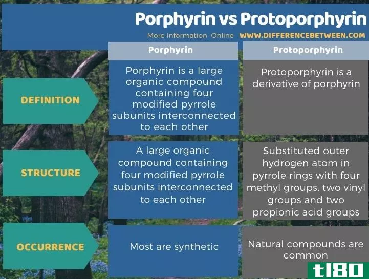 卟啉(porphyrin)和原卟啉(protoporphyrin)的区别