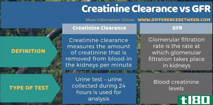 肌酐清除率(creatinine clearance)和gfr公司(gfr)的区别