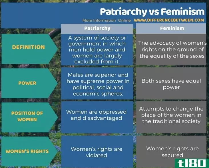 父权制(patriarchy)和女权主义(femini**)的区别