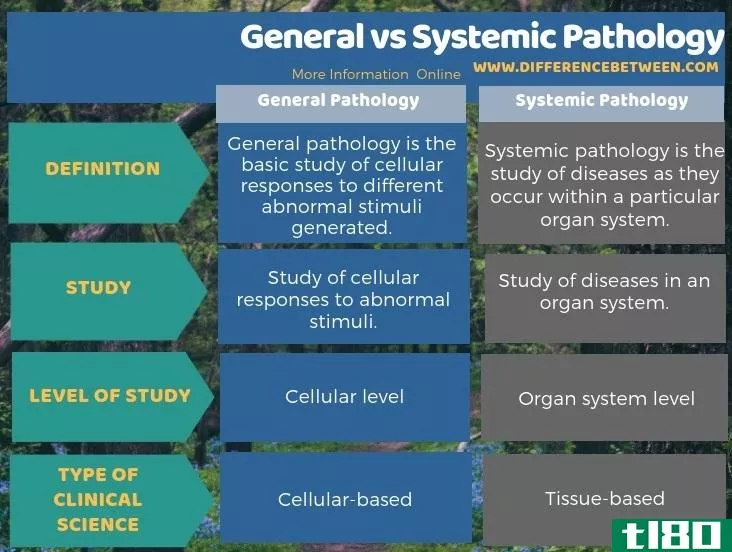 一般的(general)和系统病理学(systemic pathology)的区别