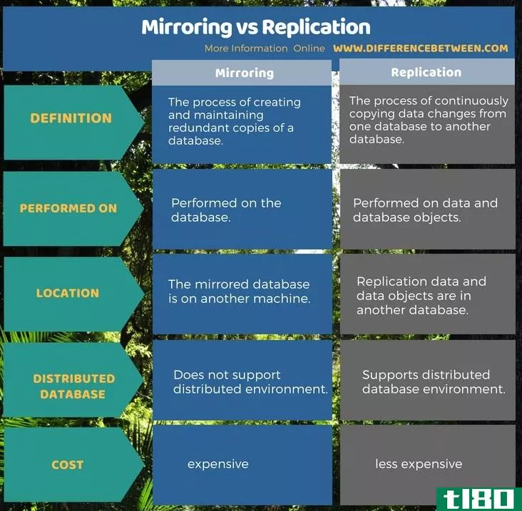 镜像(mirroring)和复制(replication)的区别