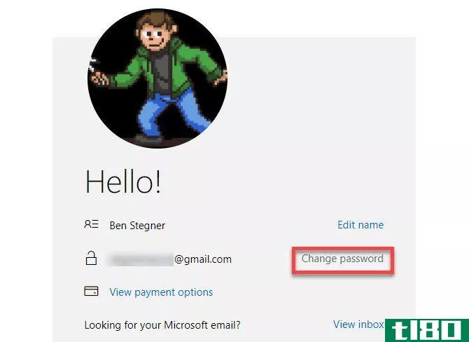 Microsoft account change password