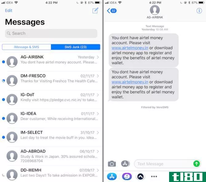 iOS 11 SMS Spam Blocking 2