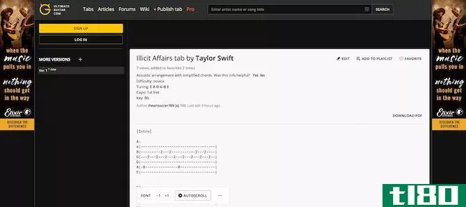 Ultimate Guitar guitar tab website