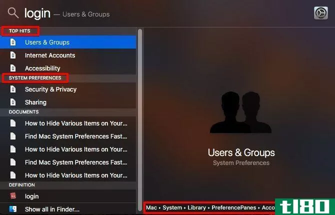 Mac System Preferences via spotlight