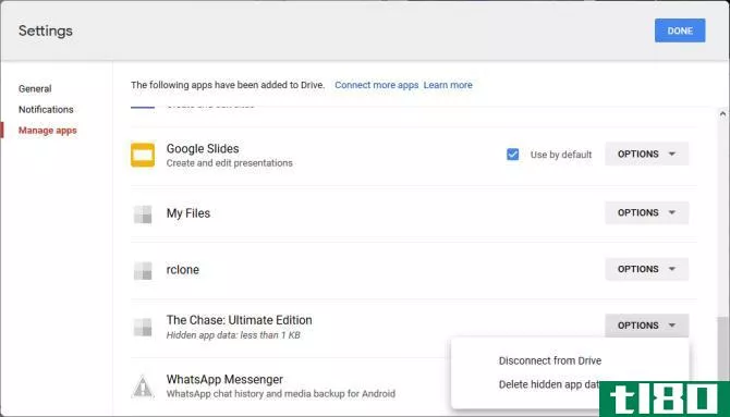 google drive manage apps