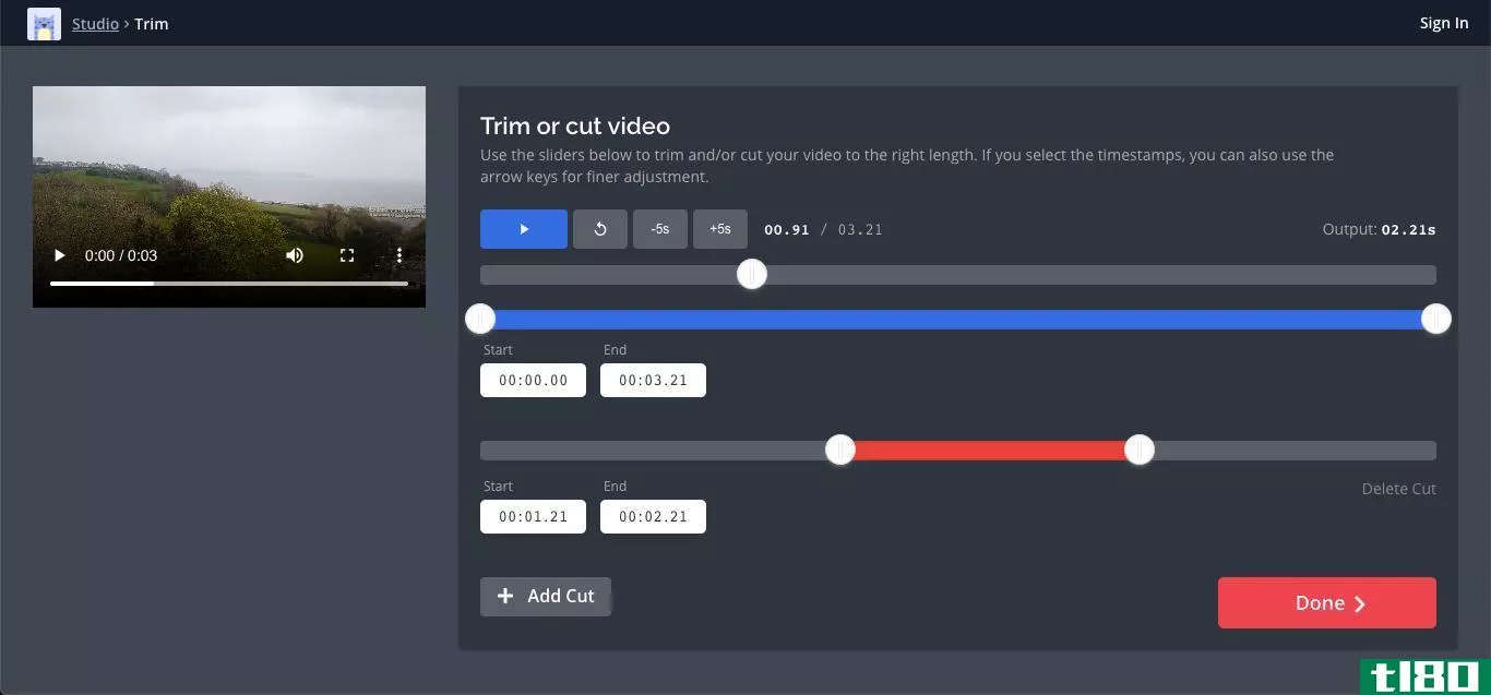 trim the middle of a video with kapwing