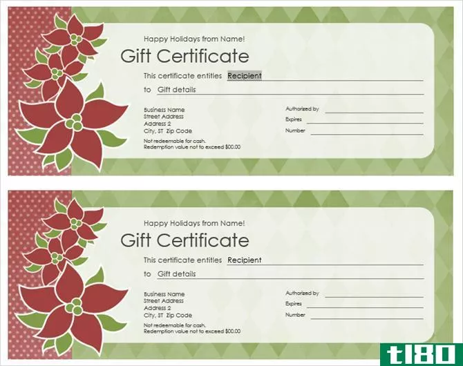 gift certificate templates microsoft office poinsettia