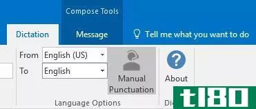 Manual Punctuation option in the Dictation tab of Outlook