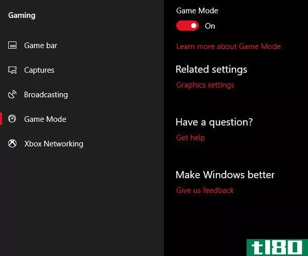 Windows 10 Game Mode screen.