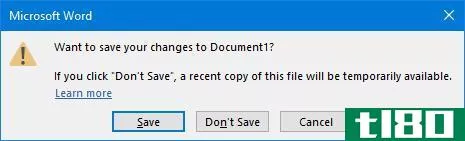 word save document pop-up