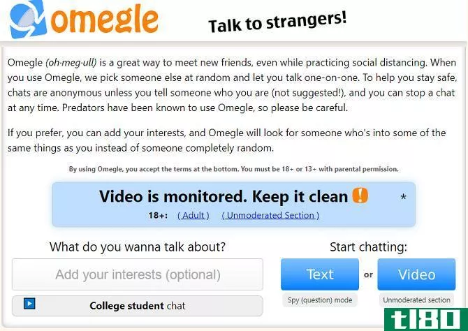 omegle home page