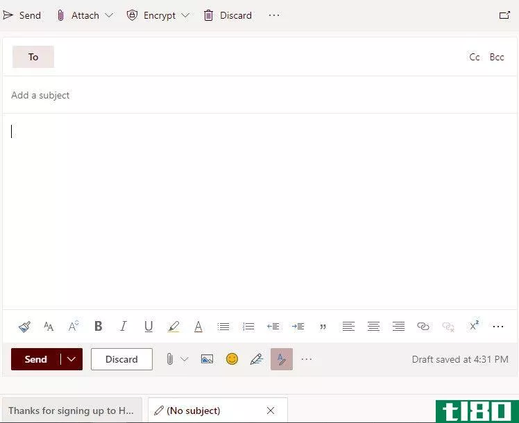 composing an email in Outlook