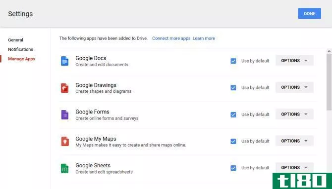 google drive manage apps