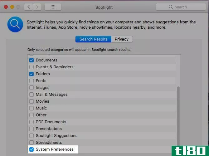 Mac System Preferences via spotlight