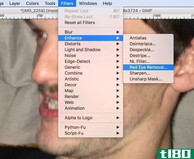 remove red eye in gimp photo editor