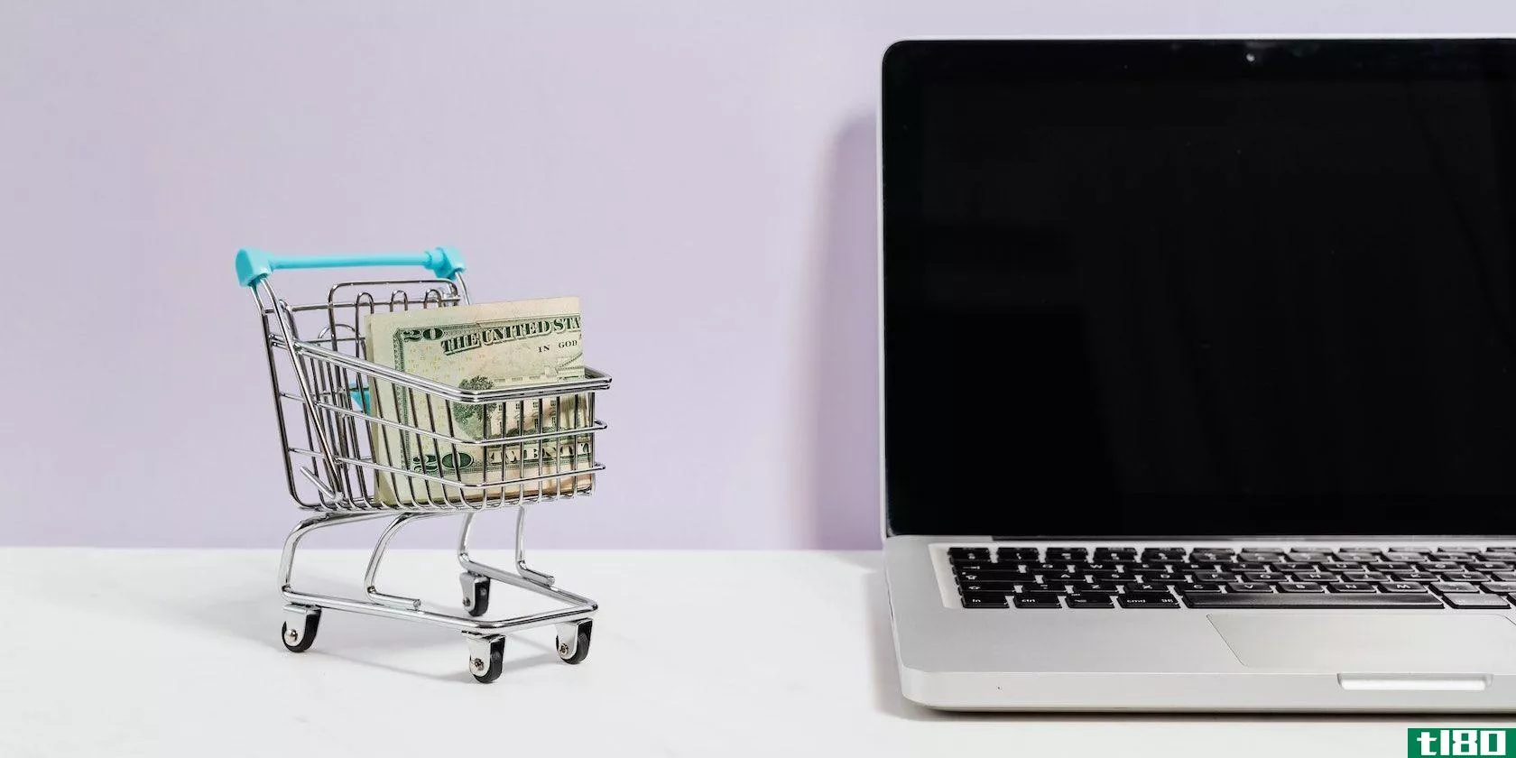 cash and laptop online shopping