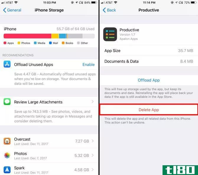 how to delete offload apps save space iphone ipad