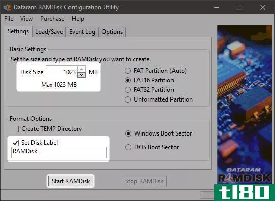 windows 10 configure dataram ramdisk