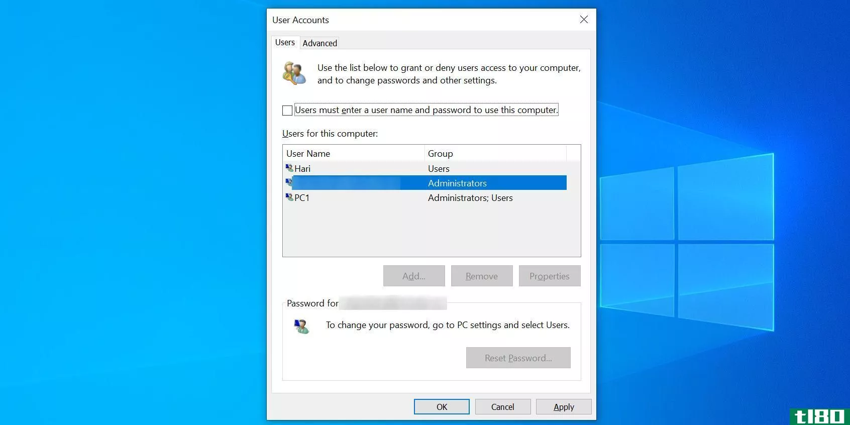 Use netplwiz to automatically log in to a user account on Windows 10